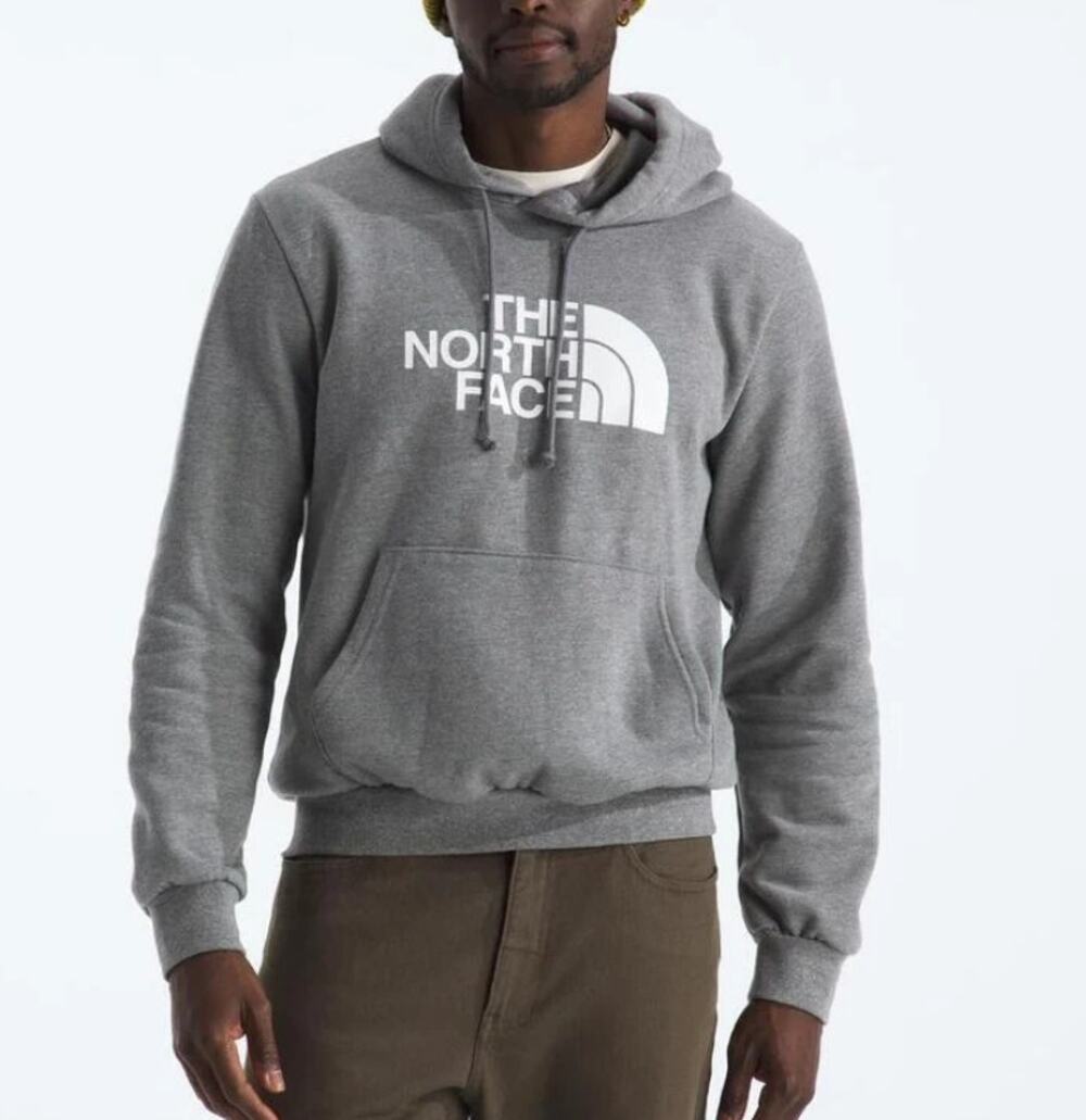 THE NORTH FACE Evolution Half Dome Hoodie Fleece Pale Grey Heather Mens Size L